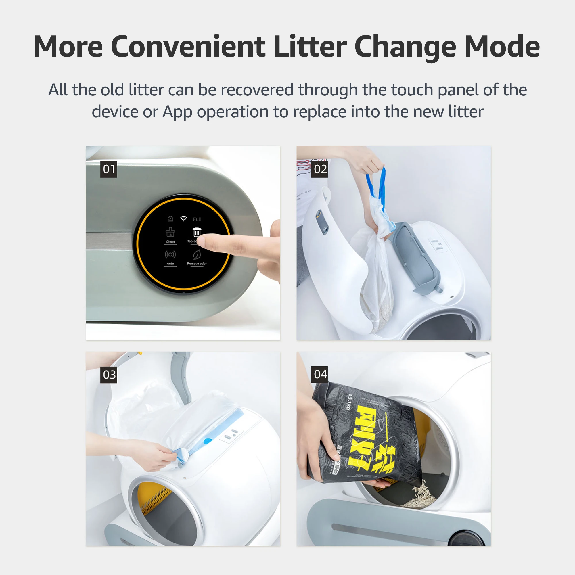 IPetDog 65L Large Space Self Cleaning Cat Automatic Litter Box Wi-Fi Enabled Smart Robot with 24H App Remote Control