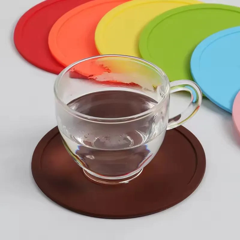 Custom Logo Colorful Silicone Coffee Cup Mat Drink Mat Custom Heat Resistant Waterproof Cup Coasters for Water/Milk/Coffee/Tea