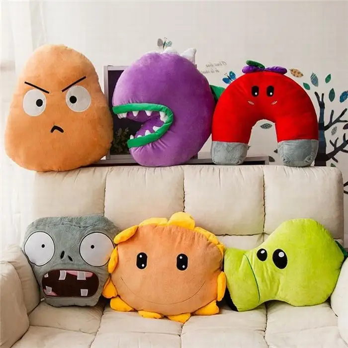 Christmas wholesale travel gift decorative Plants vs Zombies pillow case filling shredded memory foam pillow as christmas gift