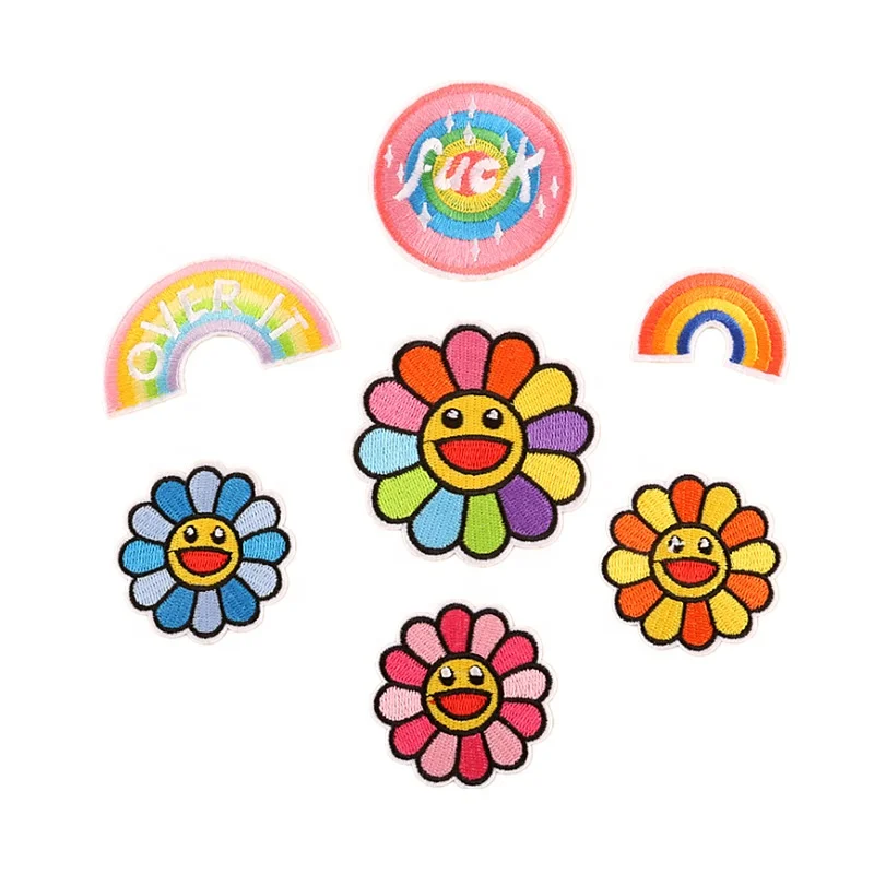 Well Designed Special Design Sunflower Blank Gold Embroidery Patches Clothes Logo Patch