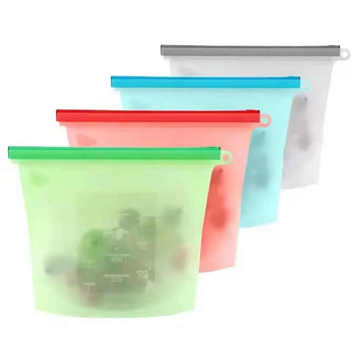 Dishwasher-Safe Lunch Storage Bags Reusable Freezer Bags Silicone Food Storage Bags For microwave oven