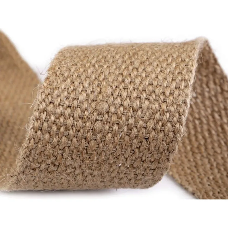 2-Inch Burlap Webbing Ribbon for Outdoor Furniture Home Textiles Bags Belts Sustainable Upholstery Chair Tape