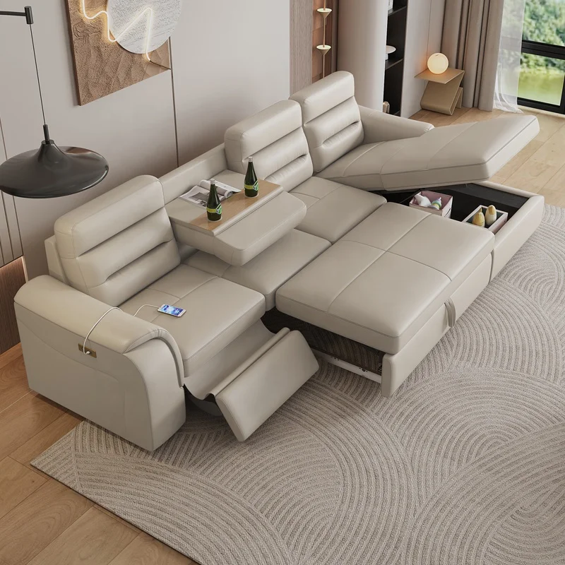 l Shape Corner Living Room Sofas Smart with Storage Sofa Sleeping Function Electric Recliner Folding Bed