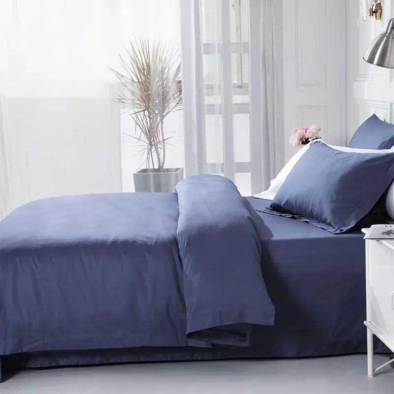 Factory wholesale 4-piece set five-star hotel bed products pressed edge craft bed sheet and quilt set 100 cotton bedding set