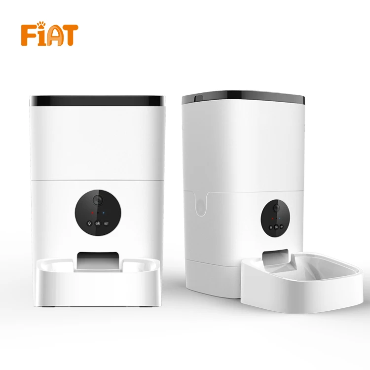 Smart Pet Dog and Cat Feeder,6-Meal Auto Pet Feeder with Timer Programmable,HD Camera and Video Recording,WiFi Enabled App