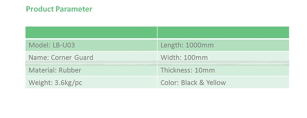 1000*100*10mm Factory Warehouse Forklifts Parking Space Lot Garage Columns Wall Corner Guard Rubber Corner Protectors