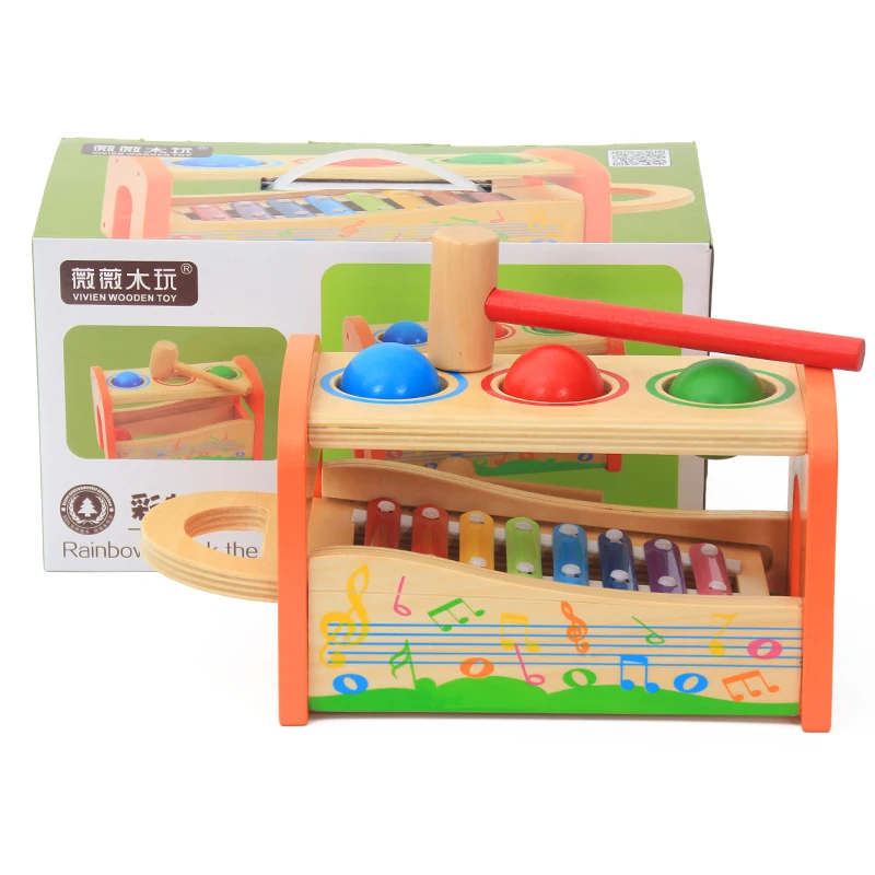 
Wooden Music Toy Pounding Toy Ball pounder toy for kids Wooden knocking table Xylophone 
