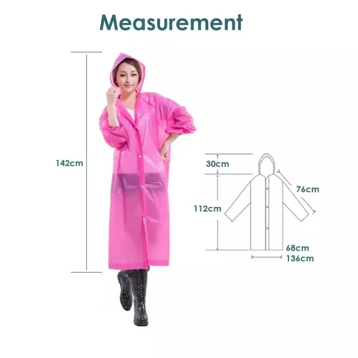 Hooded raincoat transparent fashion film with buttons colorful fashion raincoat