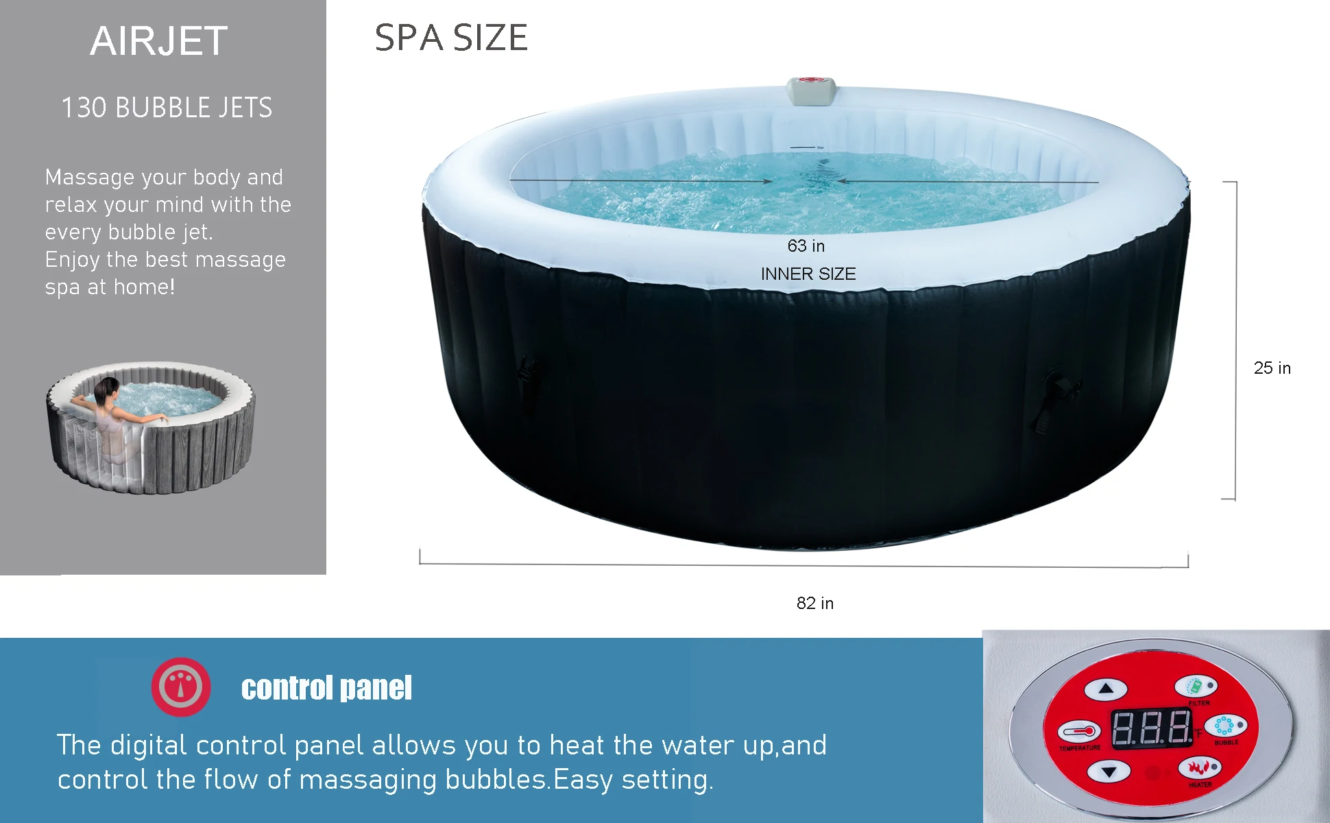 Smartmak Hot Sale Nice SPA 4 Person Inflatable SPA Pool Hot Tub Massage SPA Tub