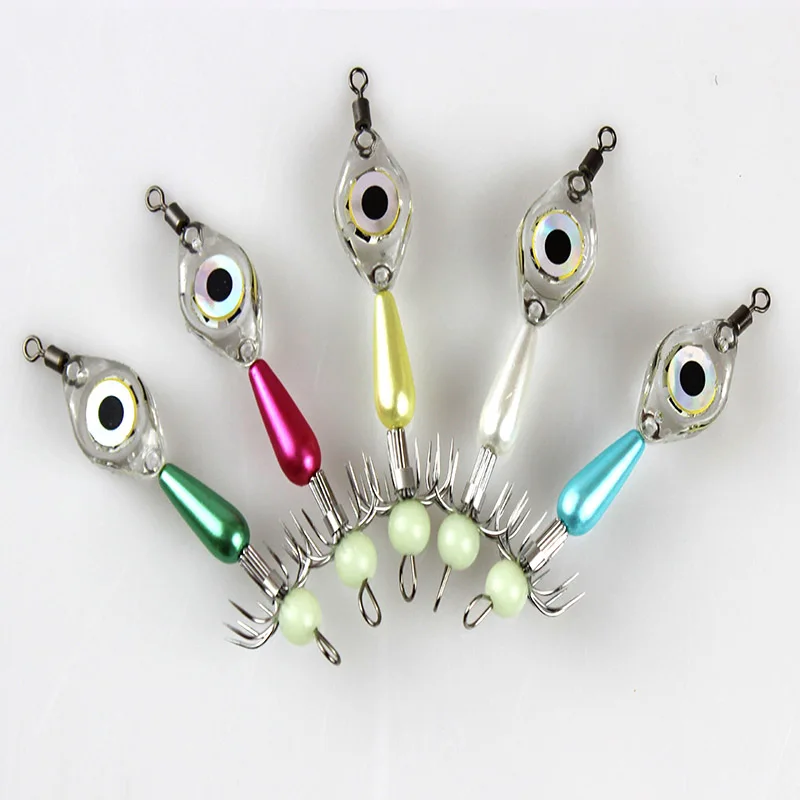 Squid Fishing Bait Luminous Lamp with Hook Deep Drop Underwater Fishing Light LED Waterproof SH19