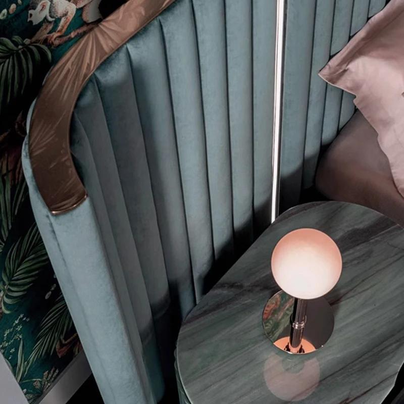 Modern Minimalist Leather Bed for Master Bedroom Genuine Leather Revolving Feature Light Luxury Internet Famous Bedroom Set