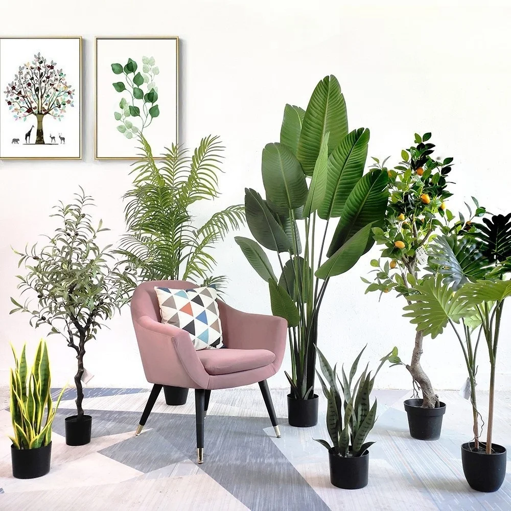 Large Artificial Palm Tree Bonsai Green Plant in Pot Christmas New Year Garden Decor Simulated Landscape Layout Floor Decoration