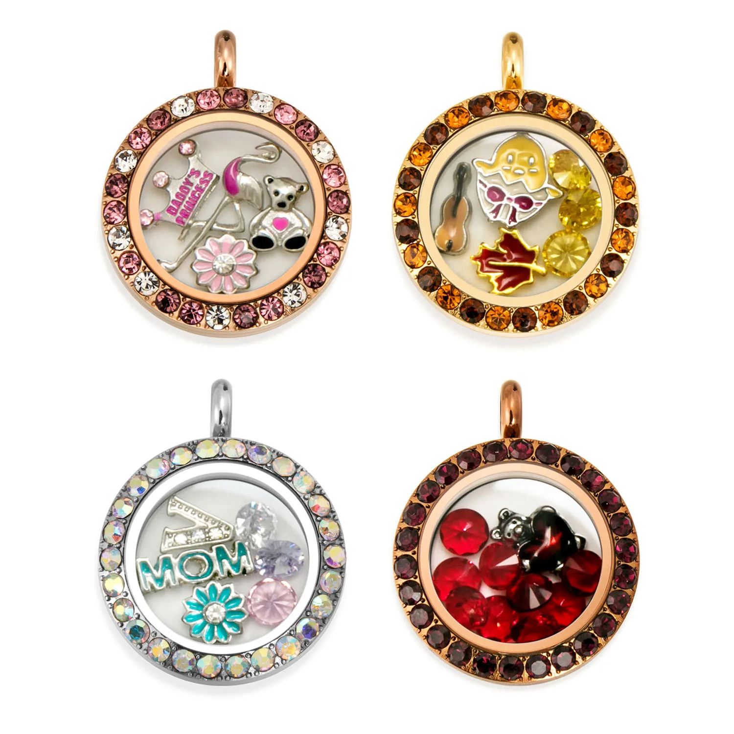 High Quality Stainless Steel Floating Charm Locket Pendant Round Memory Glass Window Locket Necklace