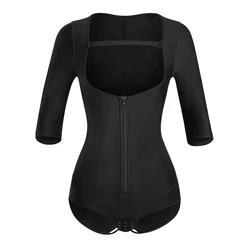 women bodysuit top detachable strap body shaper columbian fajas shapewear with zipper