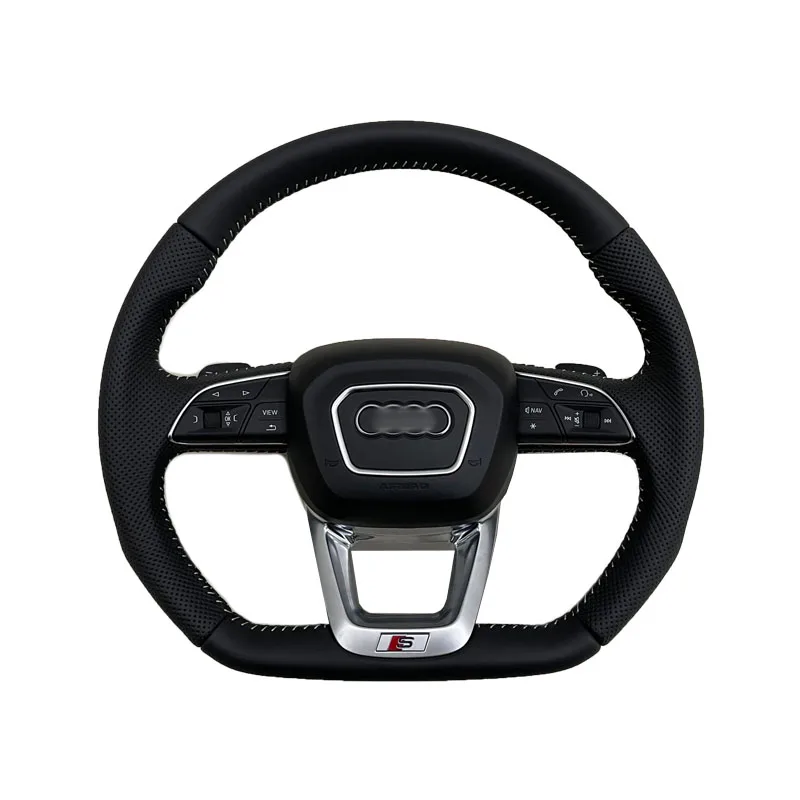 Suitable for Q3 / A3 / A4 / A5 / A6,leather perforated flat bottomed RS sports multi-functionsteering wheel volkswagen