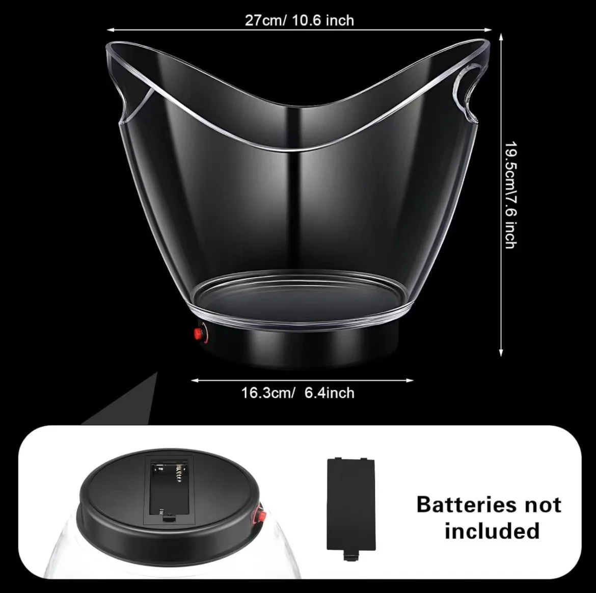 Factory Manufacturer wholesale 5L capacity dry battery colorful transparent custom logo Led Ice Bucket