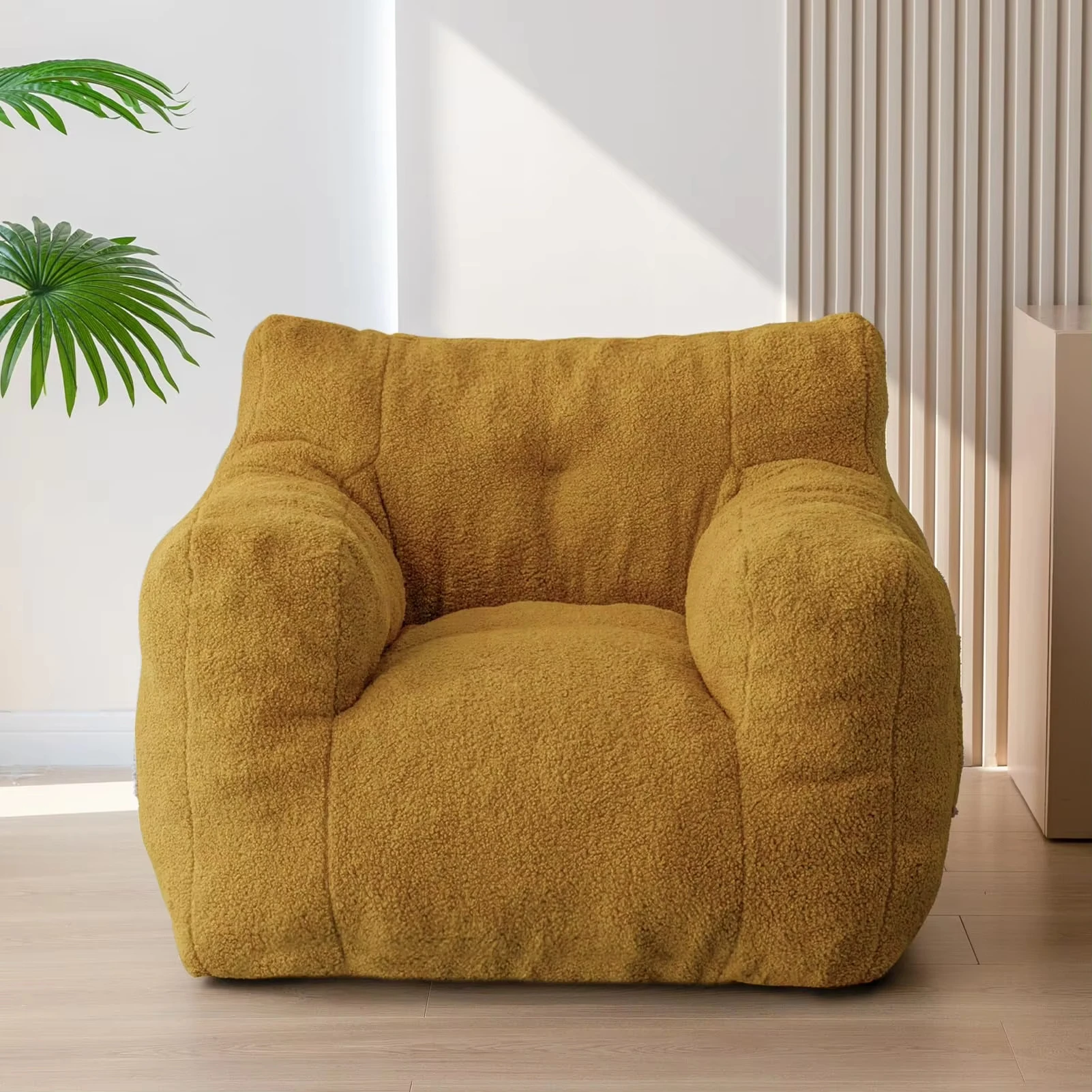 Бескаркасный мешок Sherpa Boucle tifted Bean премиум качества для гостиной с карманом чтения ленивый плюшевый диван Сжимаемый