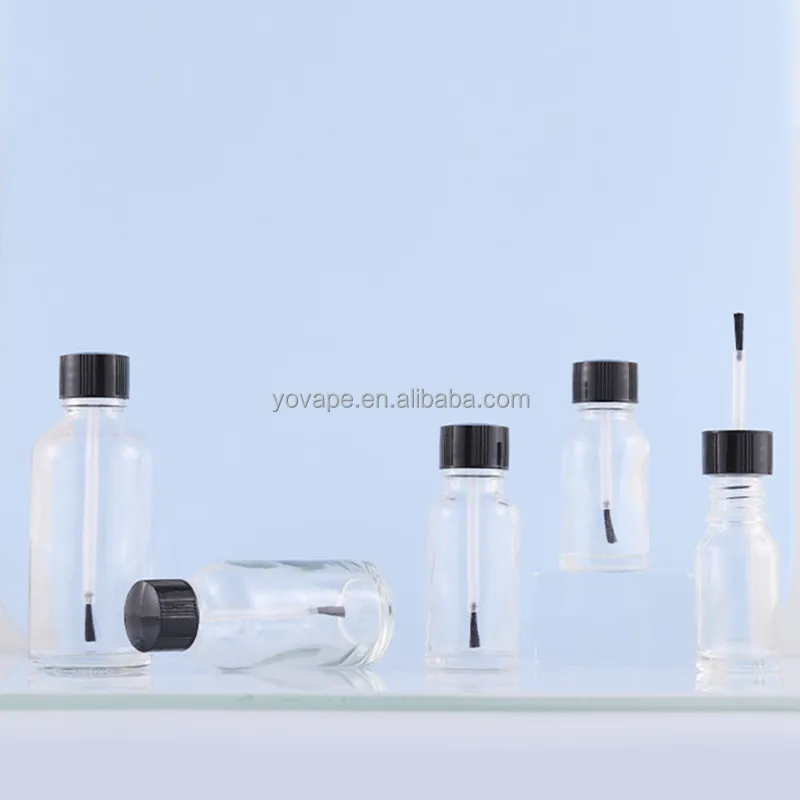 Cosmetic packaging Empty 5ml 10ml 15ml 20ml 25ml 30ml 40ml 50ml 1 Oz paint touch up Nail Polish Oil Glass Bottle With Soft Brush
