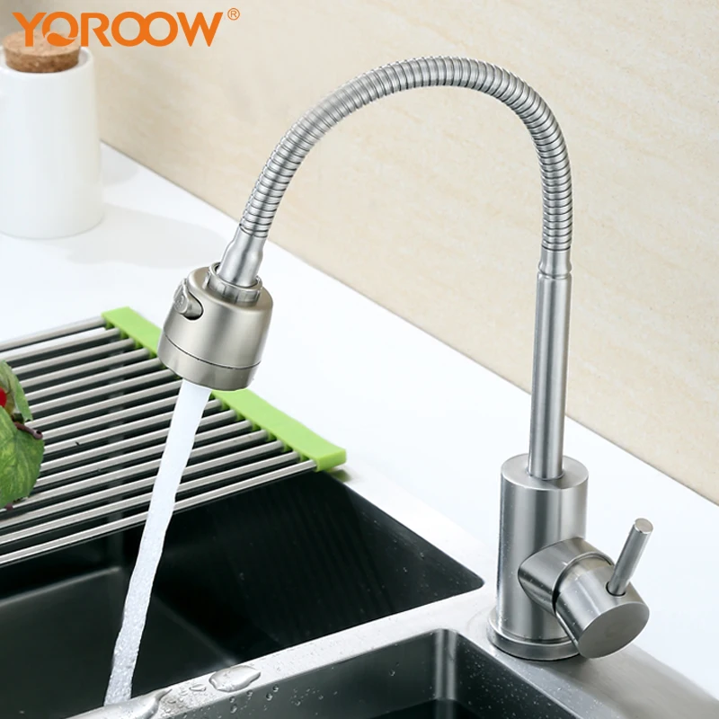 Смеситель для кухни Современный матовый никель 360 градусов Поворотный гибкий шланг кухонная раковина кран завод 304 из нержавеющей стали Китай