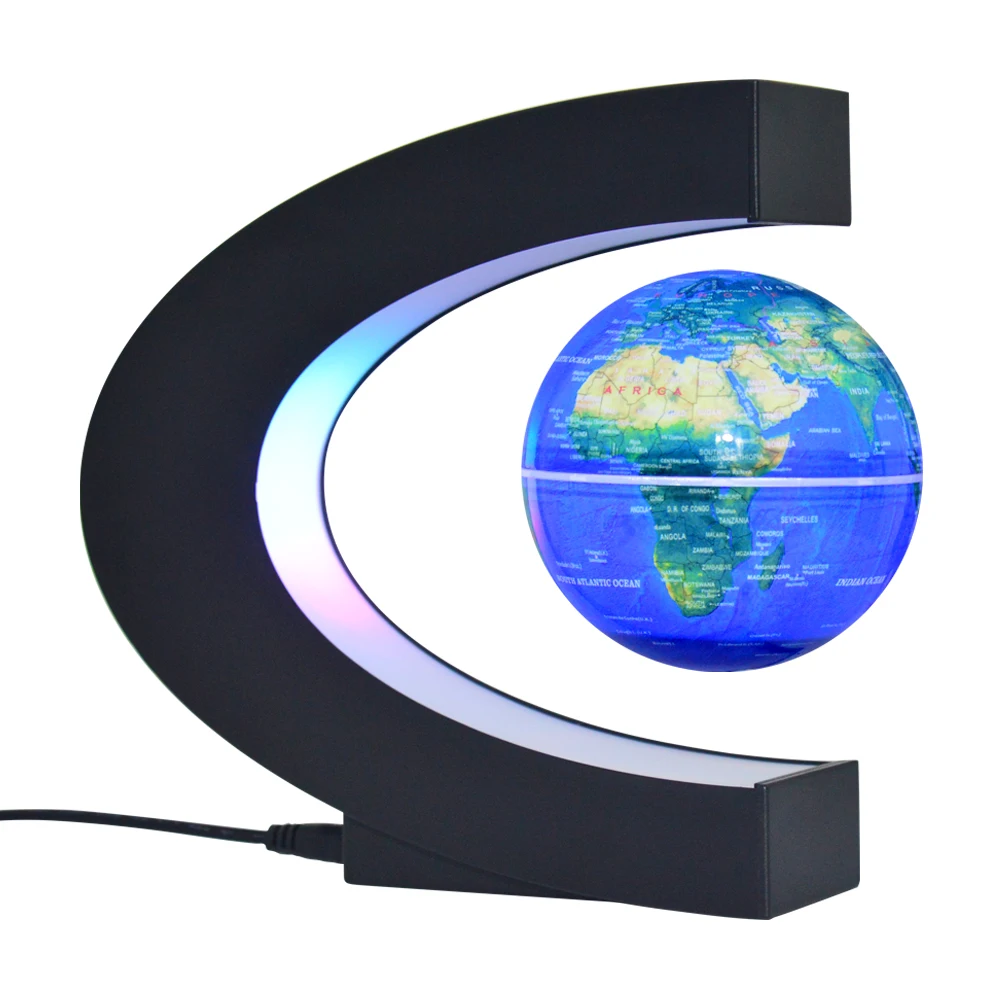C shape levitating magnetic floating earth globe lamp for promotion gifts