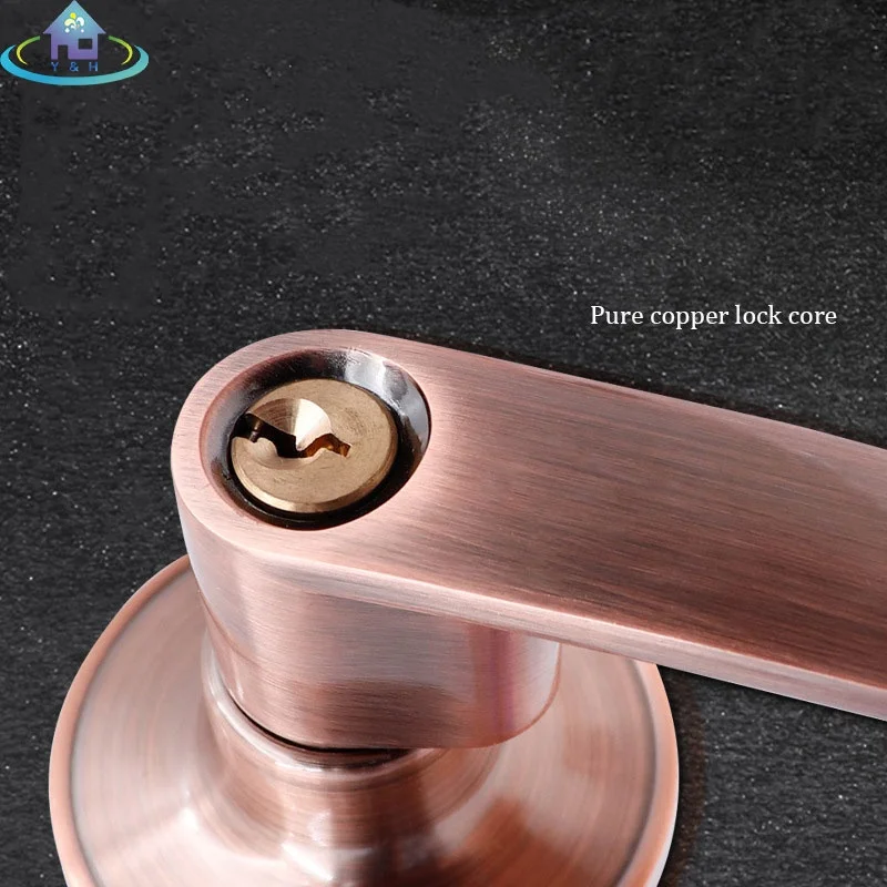 Indoor bedroom Mute Room Door lock Gold bathroom Wooden door handle Household simple stainless steel three-bar lock