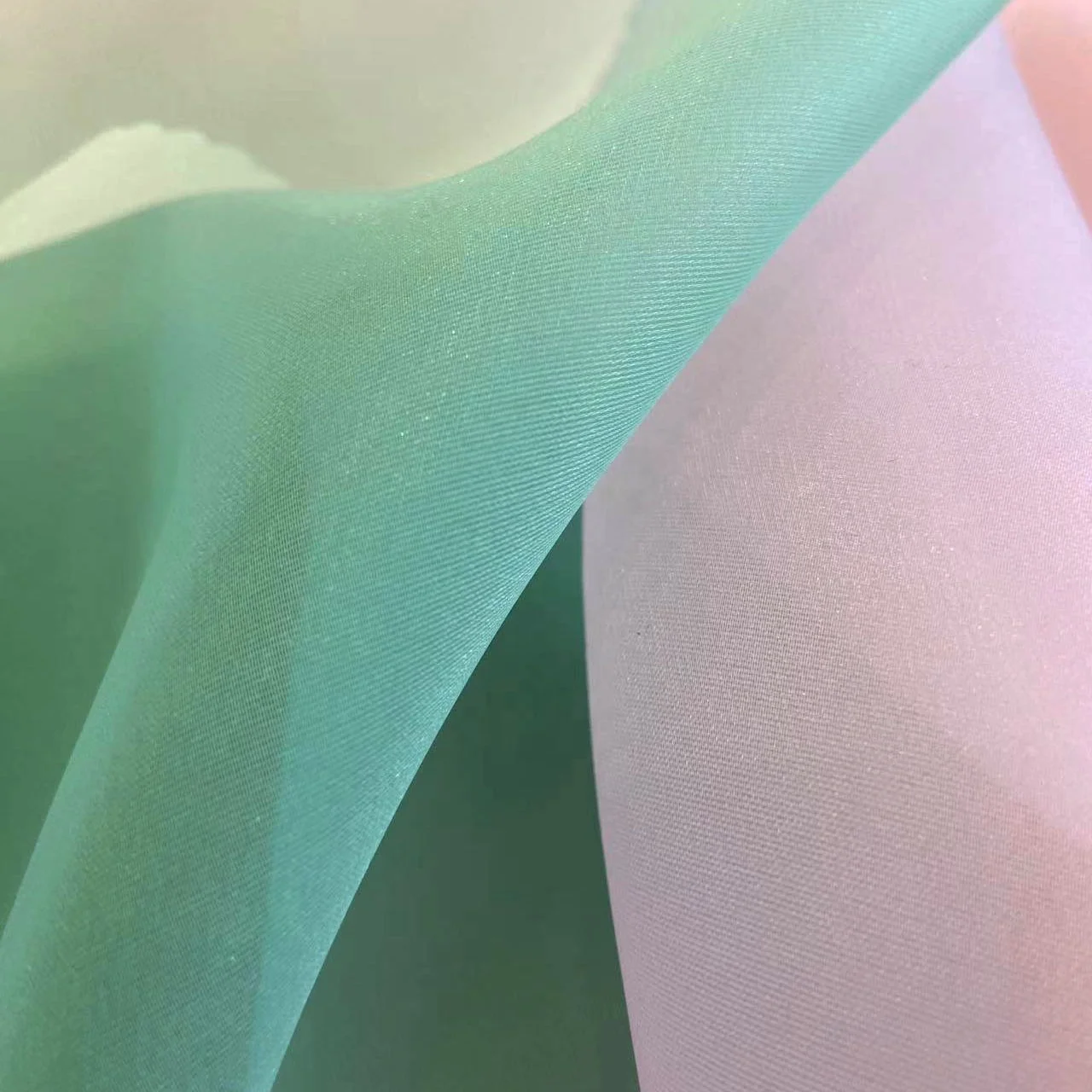 50GSM super light weight material organza 100% woven polyester fabric for clothing