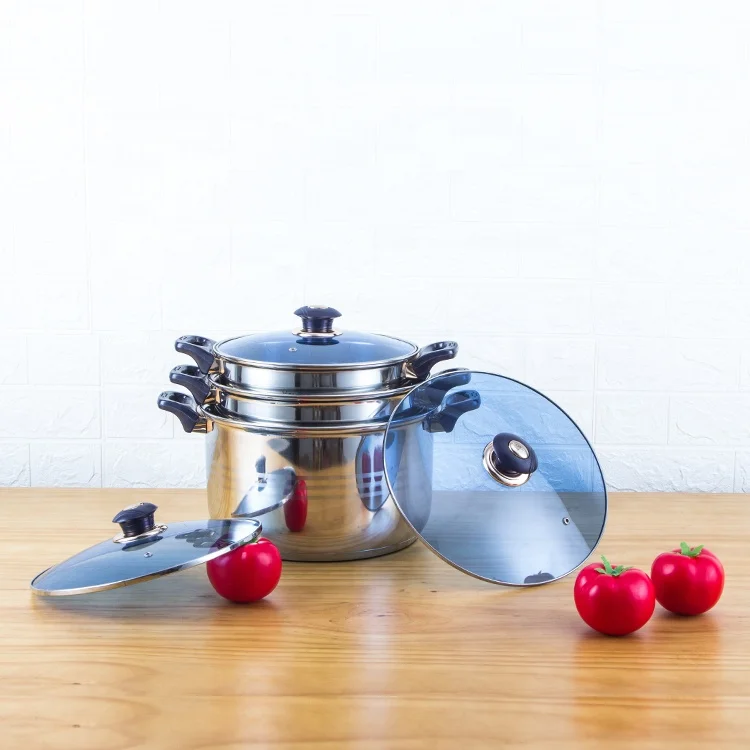 Induction 12 pcs stainless steel pan set microwave cookware kitchenware heavy bottom cooking pot