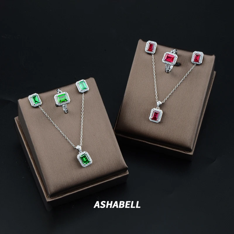 Wholesale Fashion 925 Sterling Silver Ruby Jewelry Set Women Jewelry Set Wedding Jewelry Set