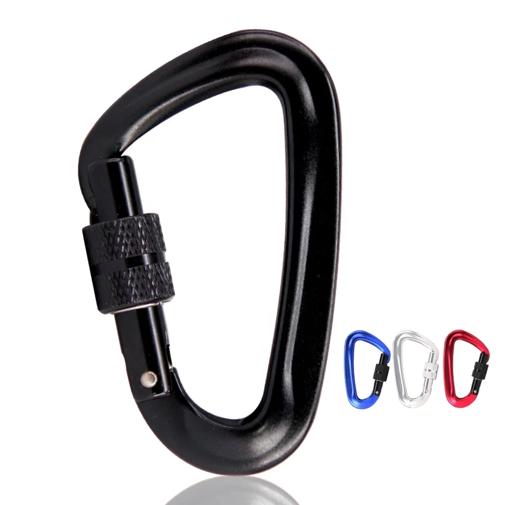 8#D shaped 7075 Aviation  Aluminum metal 12KN swivel spring locking climbing carabiner hooks FOR camping hiking or bicycle ball