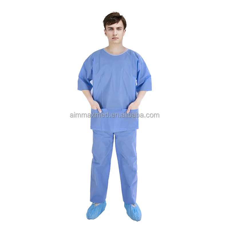 Surgical Disposable Unisex Patient Pajamas Non Woven Nursing PP Women Uniform Dress Work Uniforms Sets for Men Scrub Sets