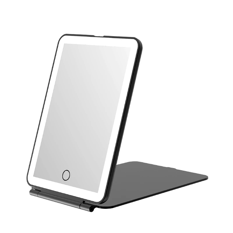 Перезаряжаемое зеркало для макияжа в форме мини-ipad с сенсорным датчиком путешествий со складным пластиковым чехлом