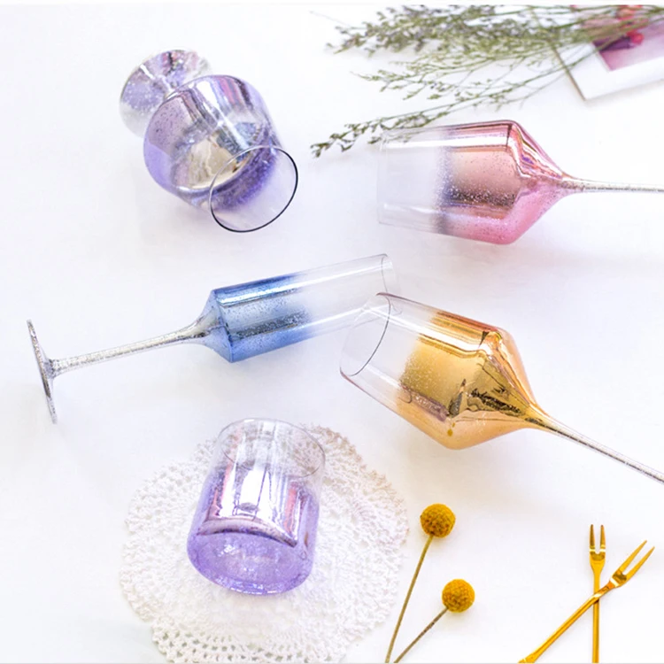 SYL colorful goblets creative starry sky crystal champagne flutes wedding wine glasses decoration party gift cocktail glass