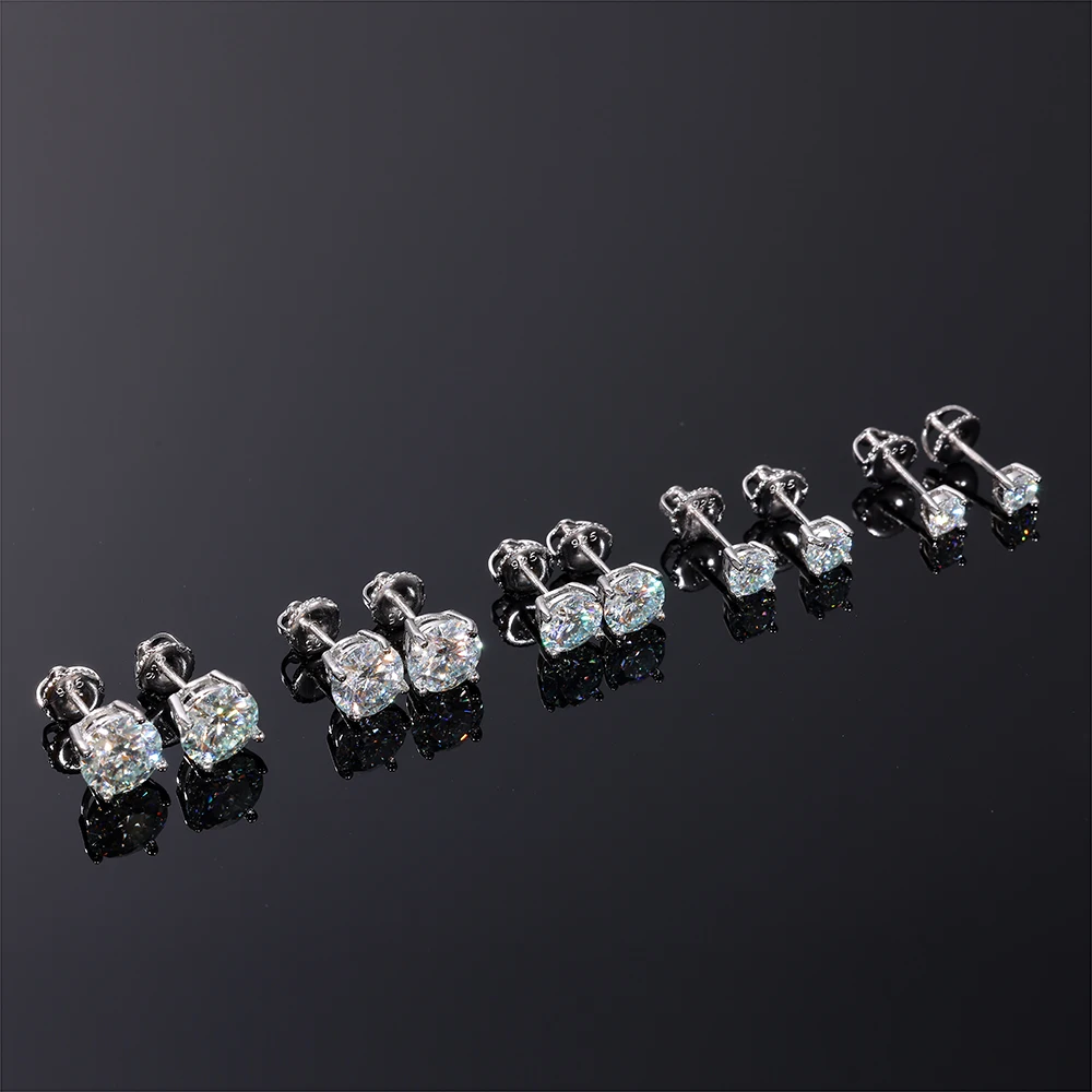 De Hot Sales 0.6CT 1CT 2CT 3CT 4CT 5A Moissanite Stud Earrings 925 SWterling Silver Women Men Earrings With GRA Certificate