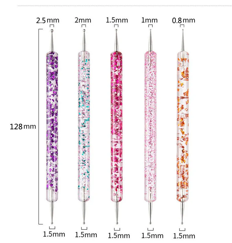 5pcs Nail Art Brushes Dotting Pen Acrylic Flower Dot Drawing Painting Manicure Tools Dual-ended Nail Decoration Accessories