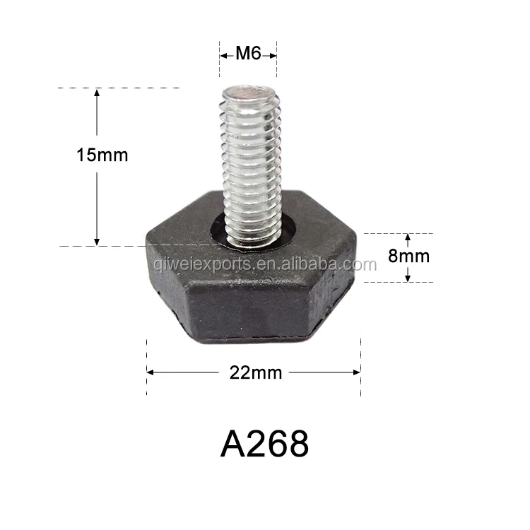 Black M6 Screw Hexagon  plastic  Chair glides for Cabinet A268