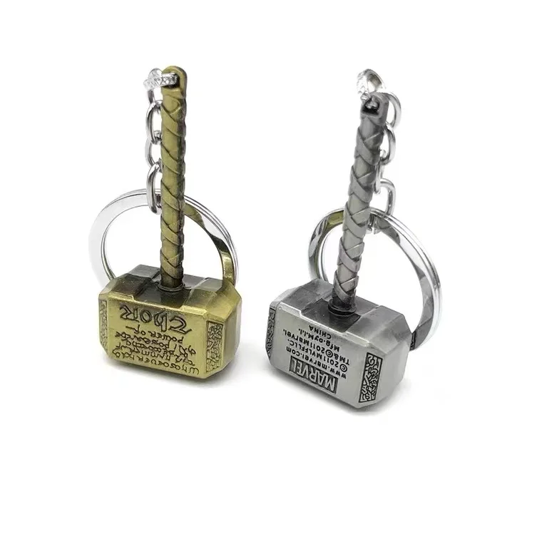 Custom metal key ring Wholesale Marvel The Avenger Thor laser LOGO zinc alloy key chain Movie Souvenir Hammer Keychain