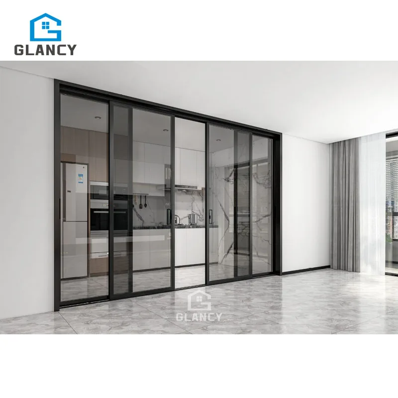 Customized Size Automatic American Standard Thermal Break Aluminum Sliding Doors With Glass