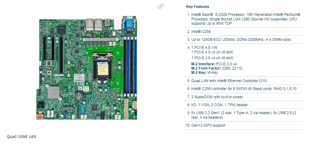 X12STH-LN4F 4DIMM PCIe 4 0 микро-блок питания ATX Материнская плата сервера чипсет C256