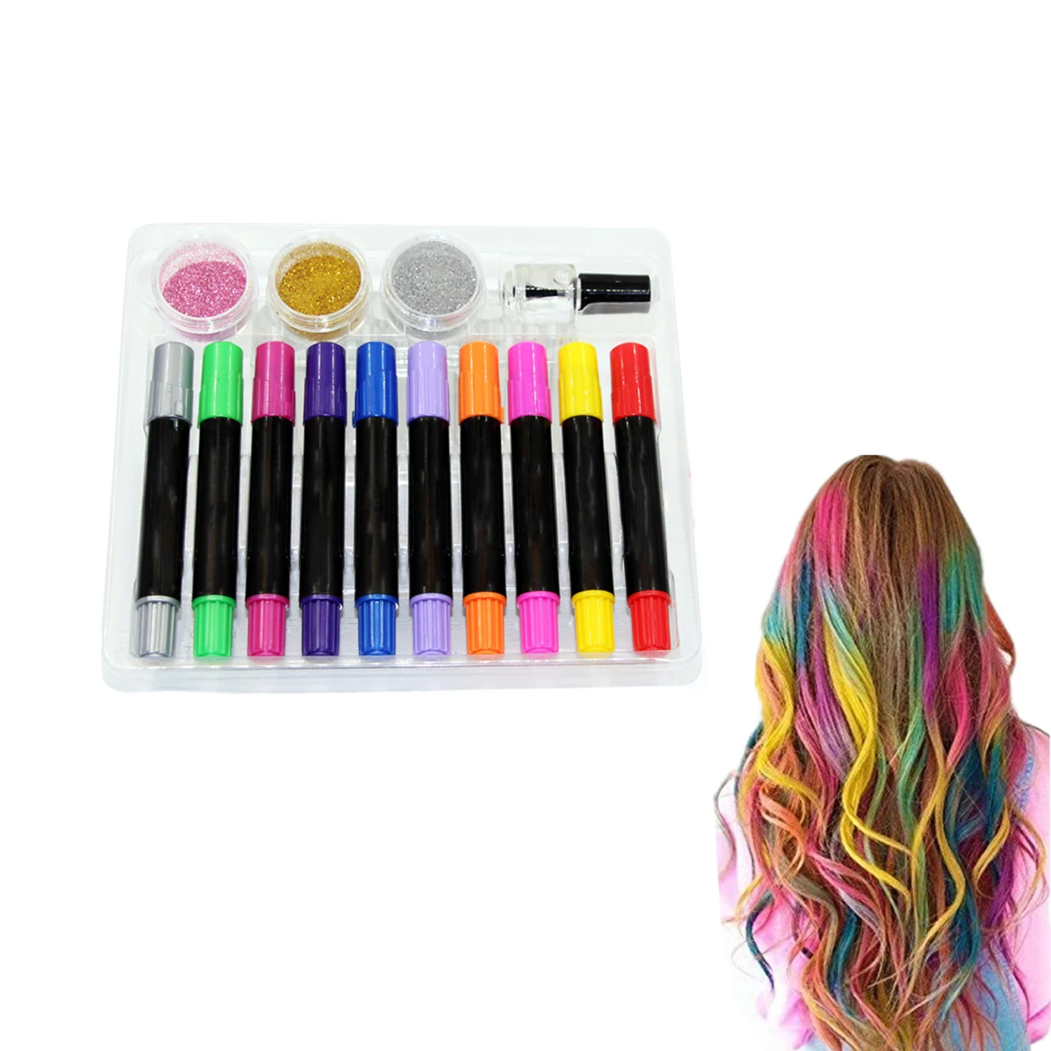Girls Hair Chalk Makeup Kit Includes 10 Temporary Colour Pens Gifts