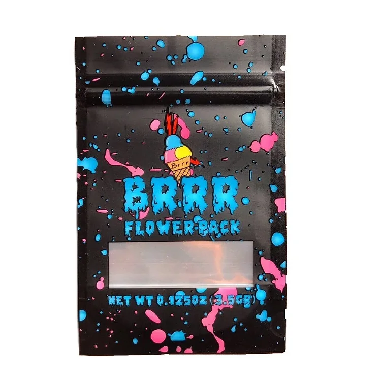 Child safety smell proof custom soft touch small sour candy gummies mylar zipper bag