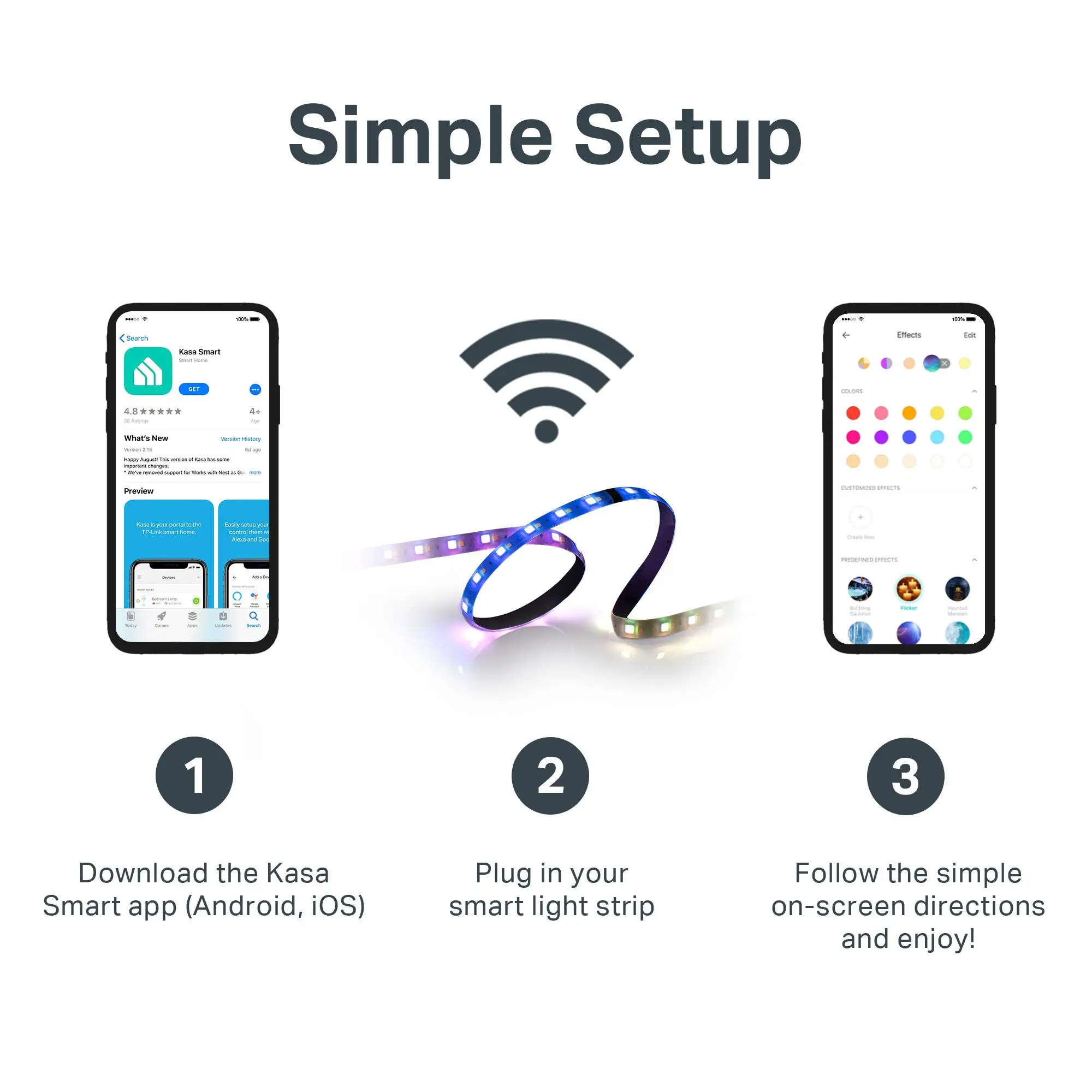 Smart Strip Light Wi-Fi LED Lights Work Smart Home Lights LED 16 Color 6.6ft Smart Segmented Control Multiple Scenes