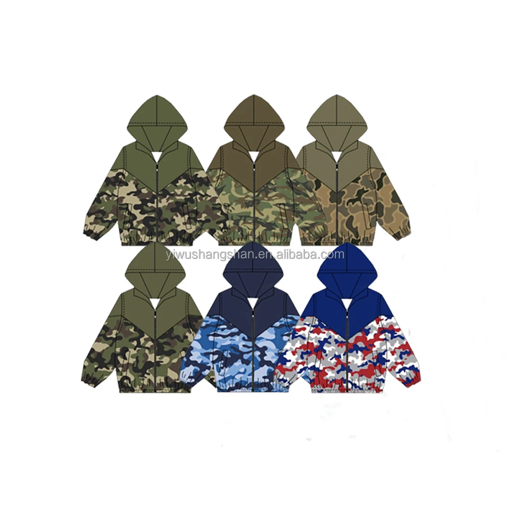 Hot Selling Boy Girls Jacket Dacron Fabric Windproof&Windbreak Mesh Lining Camouflage Print Unisex Baby Kids Jacket
