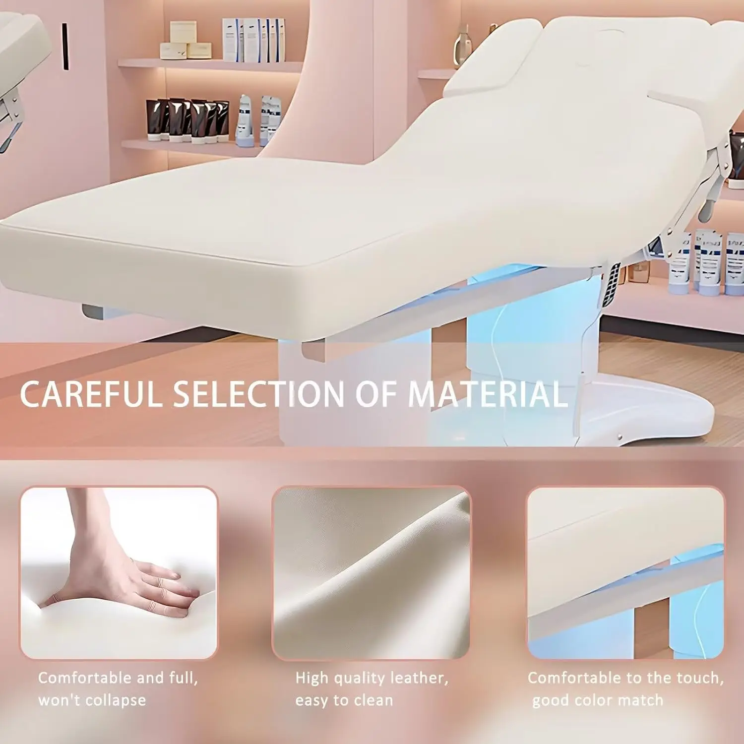 Heating Tilting 4 Motor Luxury Adjustable Curved Lash Facial Beauty Bed Electric Medical Treatment Salon Spa Massage Table