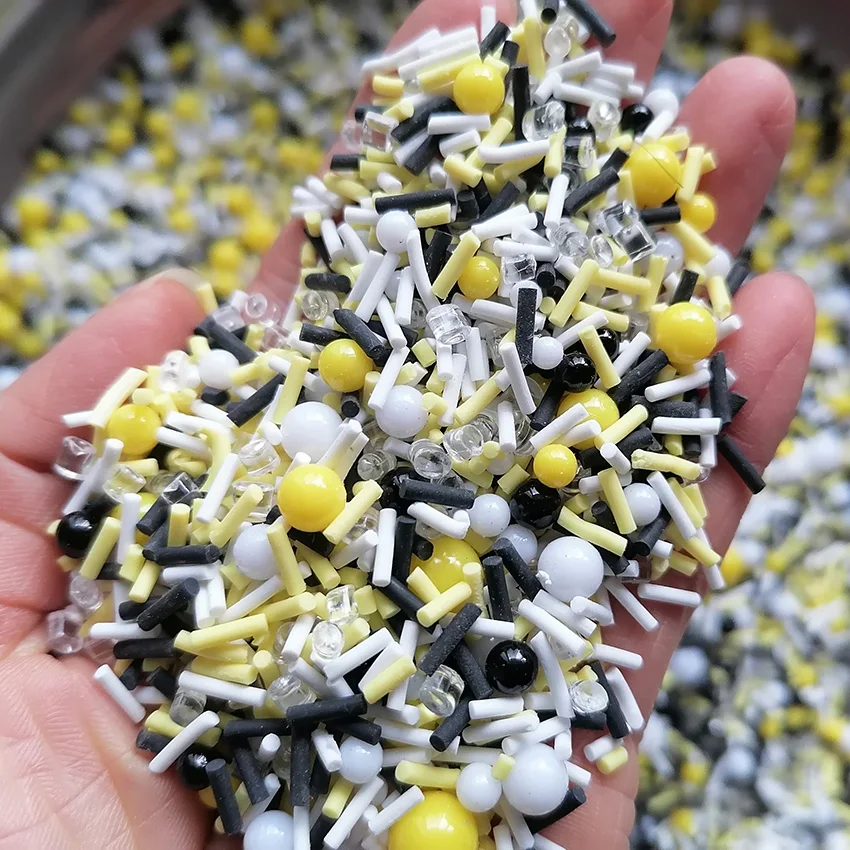 500g DIY Slime Filling Sprinkles Yellow White ABS Imitation Pearl Beads Candy Stick Mix Polymer Clay Sprinkles Slices