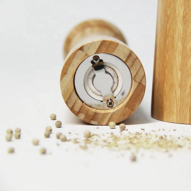 New Style Eco-friendly  Bamboo Pepper Mill Bottle Black Pepper Salt Grinder with Ceramic Mill  in Stock