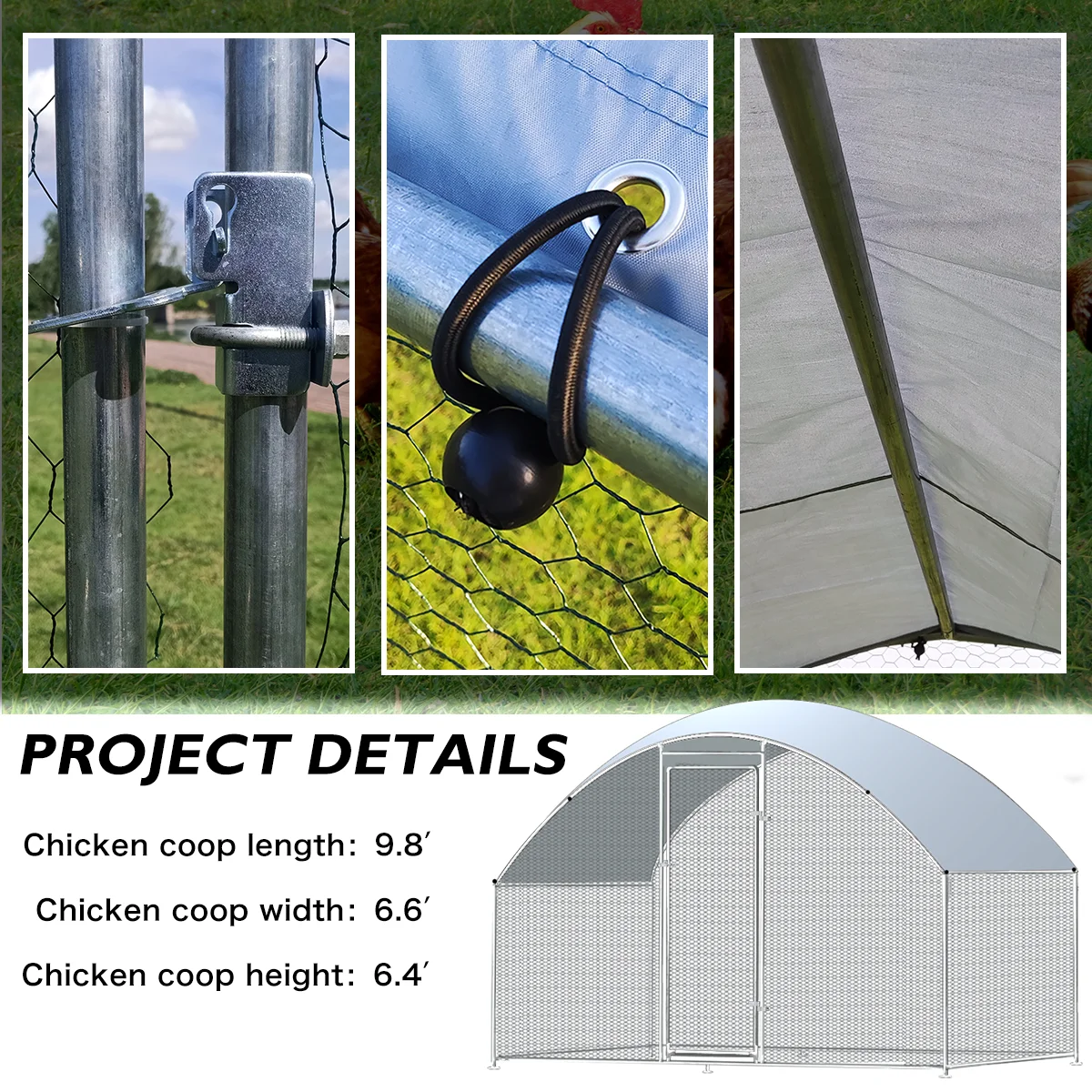 Metal  Chicken Coop Walk-in Multifunctional Poultry Outdoor Chicken Coop Suitable For Dogs  Ducks Hen House