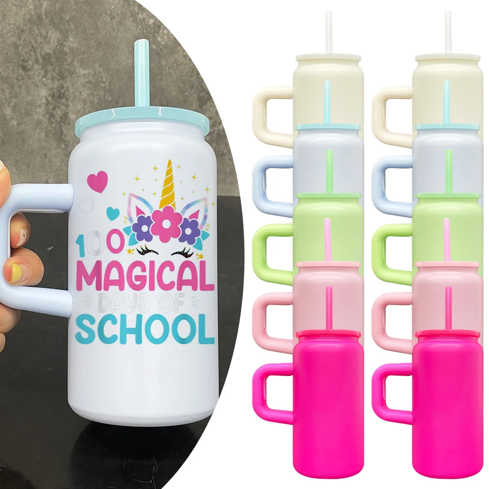 USA Warehouse Free Shipping Colorful Insulated Matt Macaron Blank Sublimation Stainless Steel 16oz Soda Can with Handle
