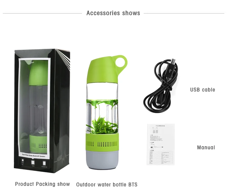 Portable Outdoor Waterproof Sport Transparent Wireless Water Bottle Speaker With Compass