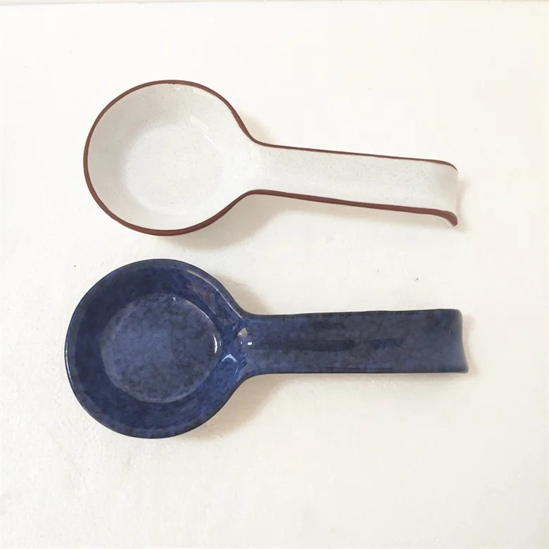 Декоративная кухонная утварь, элегантная керамическая ложка для супа терракотового цвета белого и синего цвета
