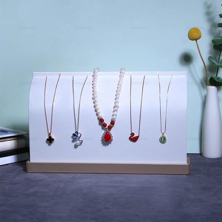 SHI SHENG White PU Leather Multiple Long Chain Necklace Display Stand for Home Jewelry Shop Showcase Display